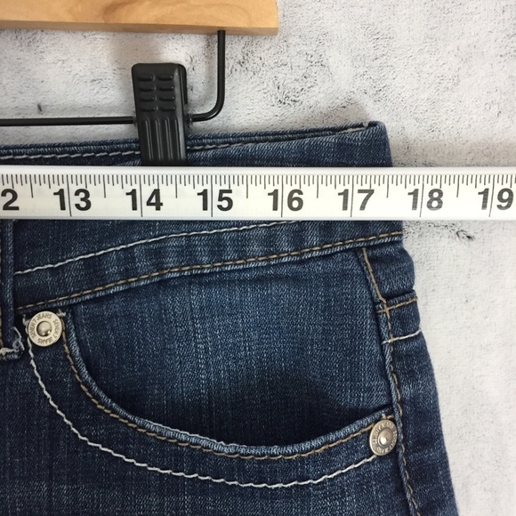 Seven7 Jean Shorts Womens 10 Blue Denim Finished Hem Mid Rise Soft Finished Cuff - Picture 10 of 12